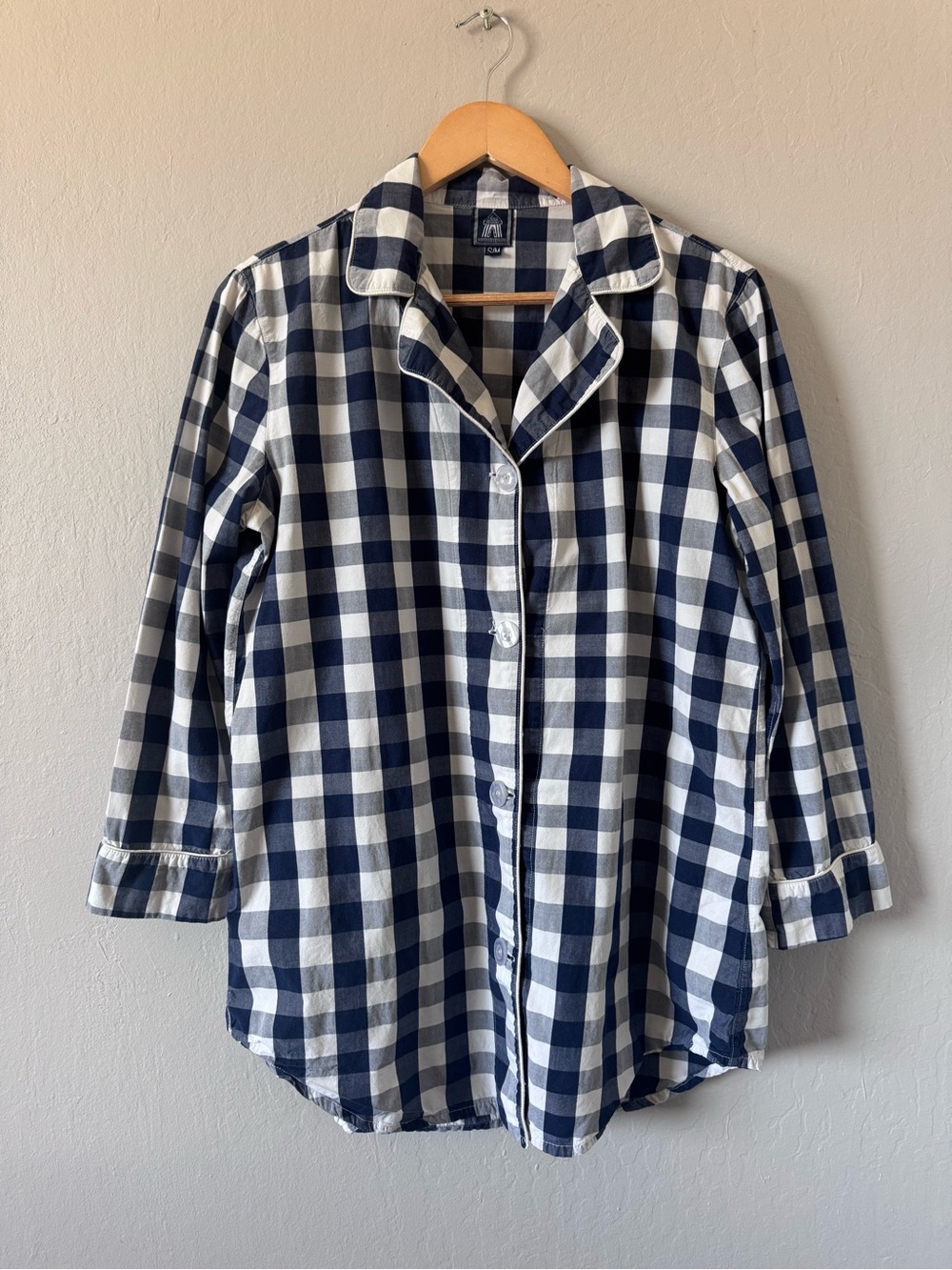 Toss Design Buffalo Navy and White Button-Up Women’s Nightshirt Pajamas S/M